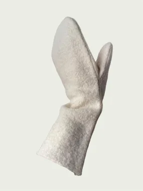 Boiled Wool Mittens in Creamy