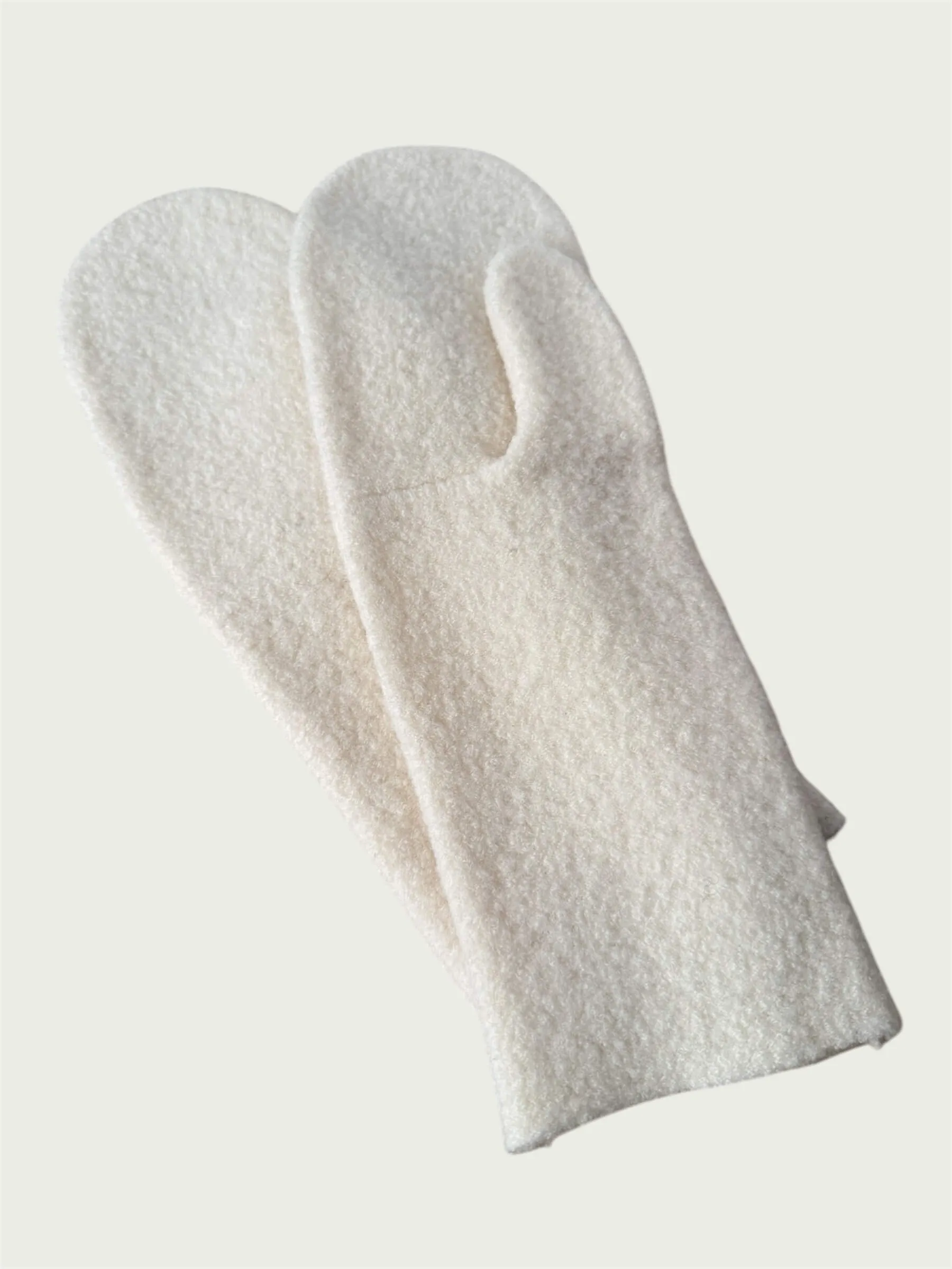 Boiled Wool Mittens in Creamy
