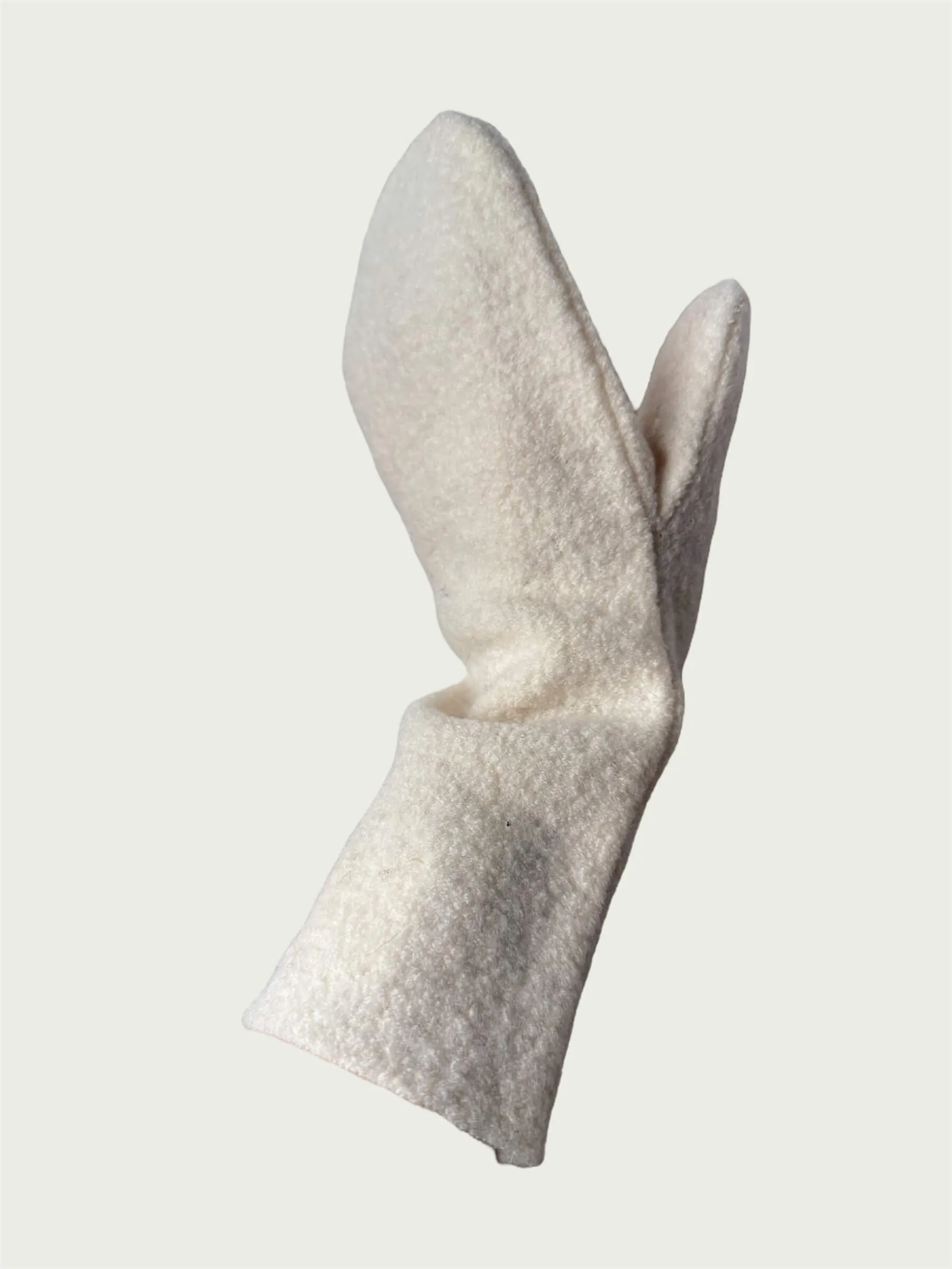 Boiled Wool Mittens in Creamy