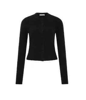 Boucle Wool Cardigan - Black