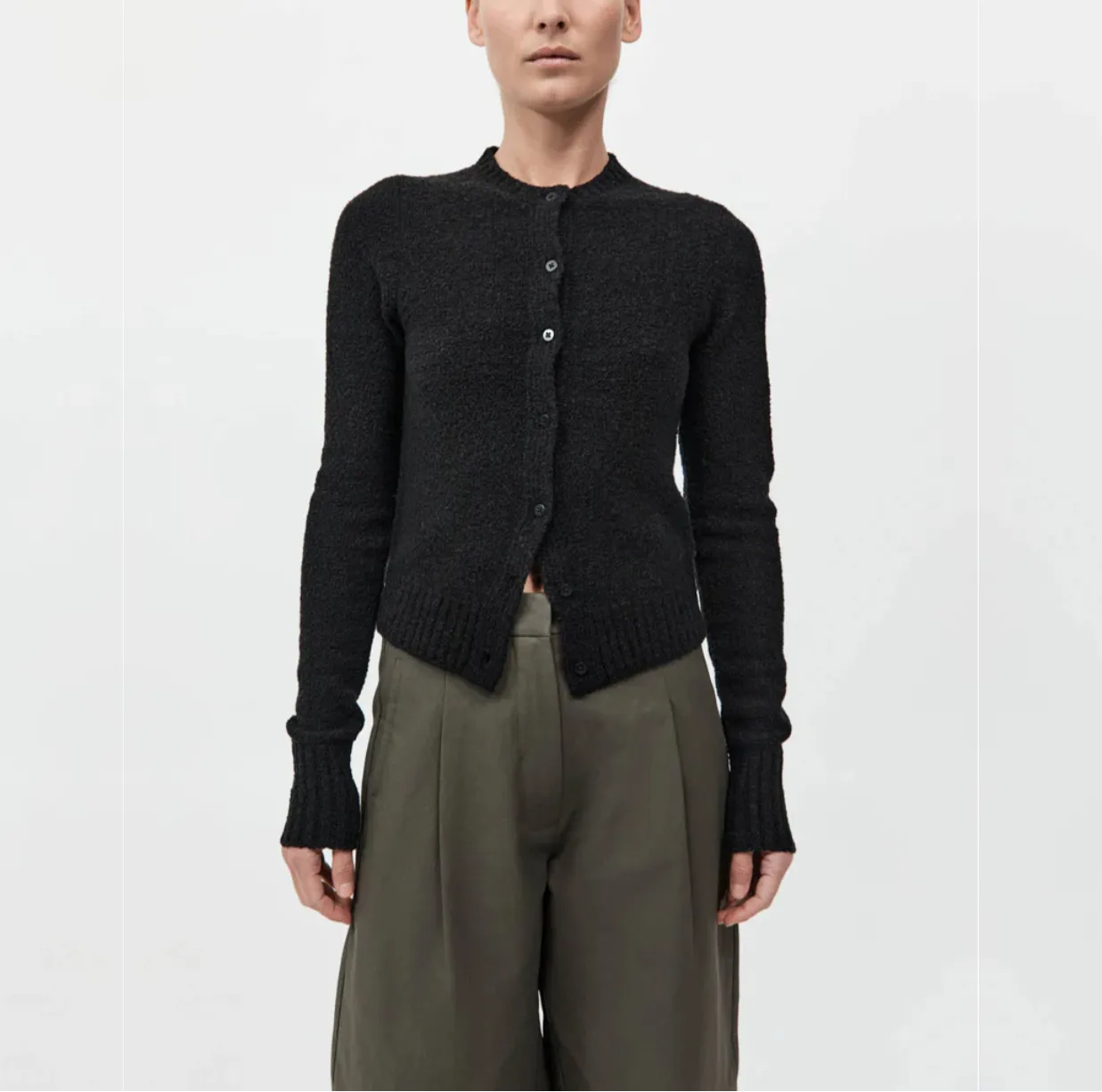 Boucle Wool Cardigan - Black
