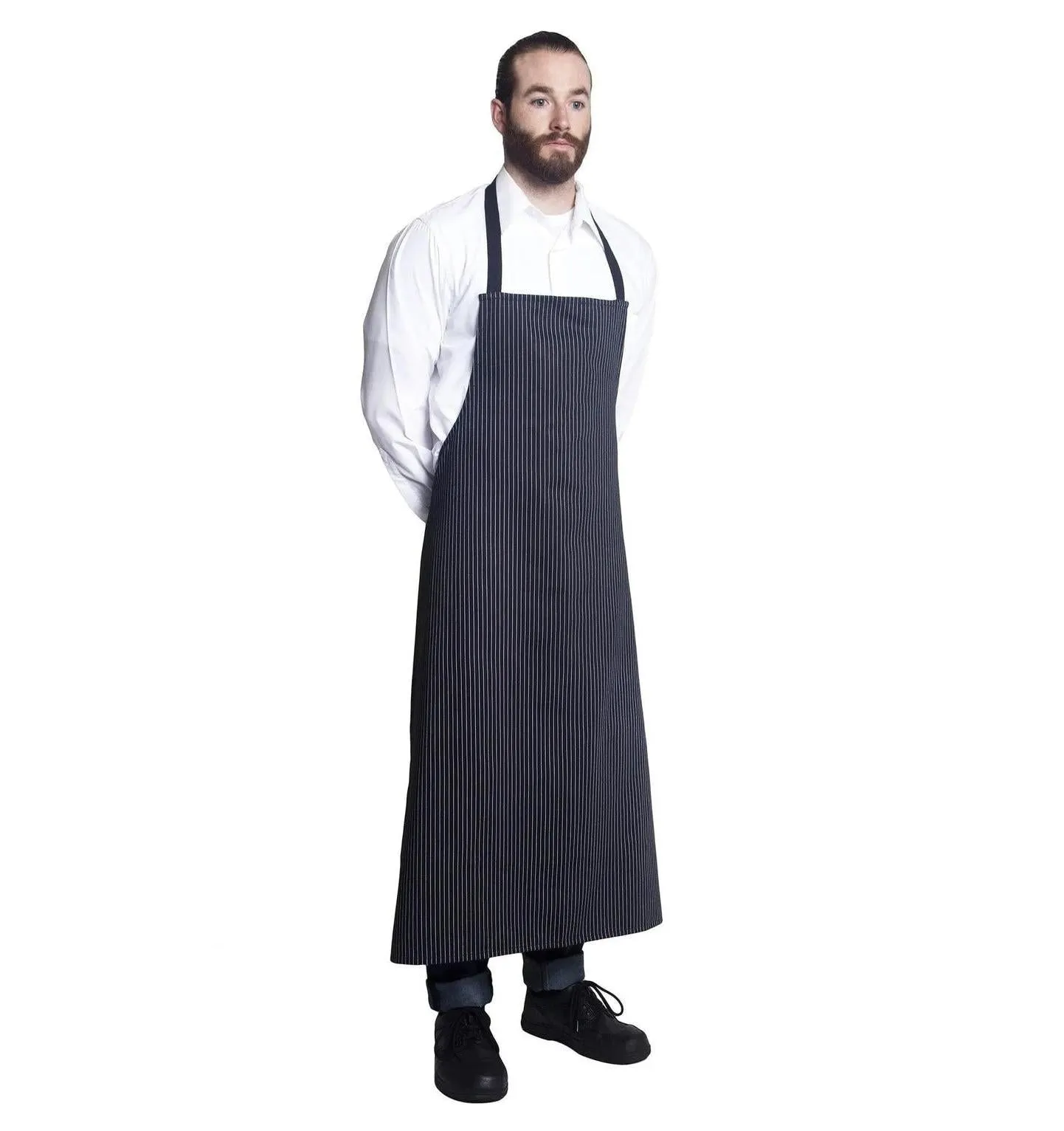 Bragard Travail Bib Chef Apron – Pinstripe Black and White (Work Apron)