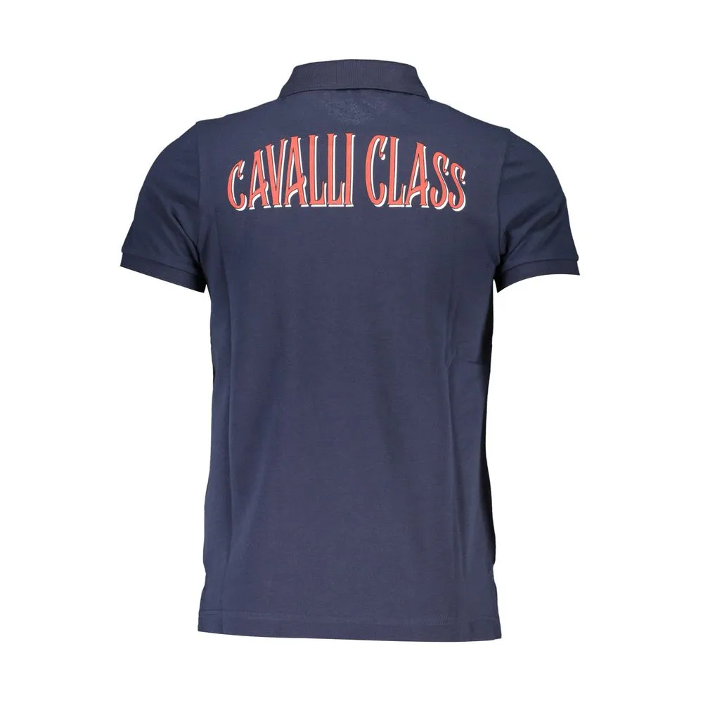 Cavalli Class Blue Cotton Men Polo Men's Shirt