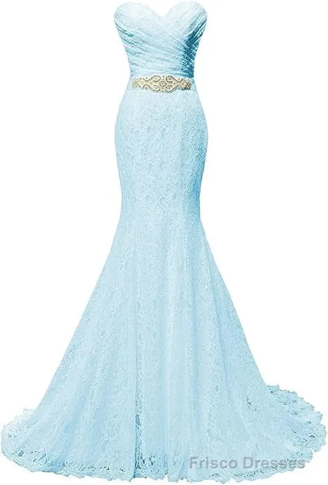 Chic Mermaid Sweetheart Long Lace Prom Dresses