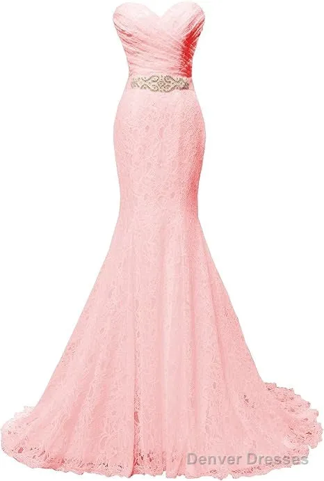 Chic Mermaid Sweetheart Long Lace Prom Dresses