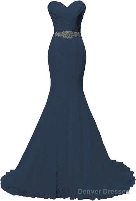 Chic Mermaid Sweetheart Long Lace Prom Dresses