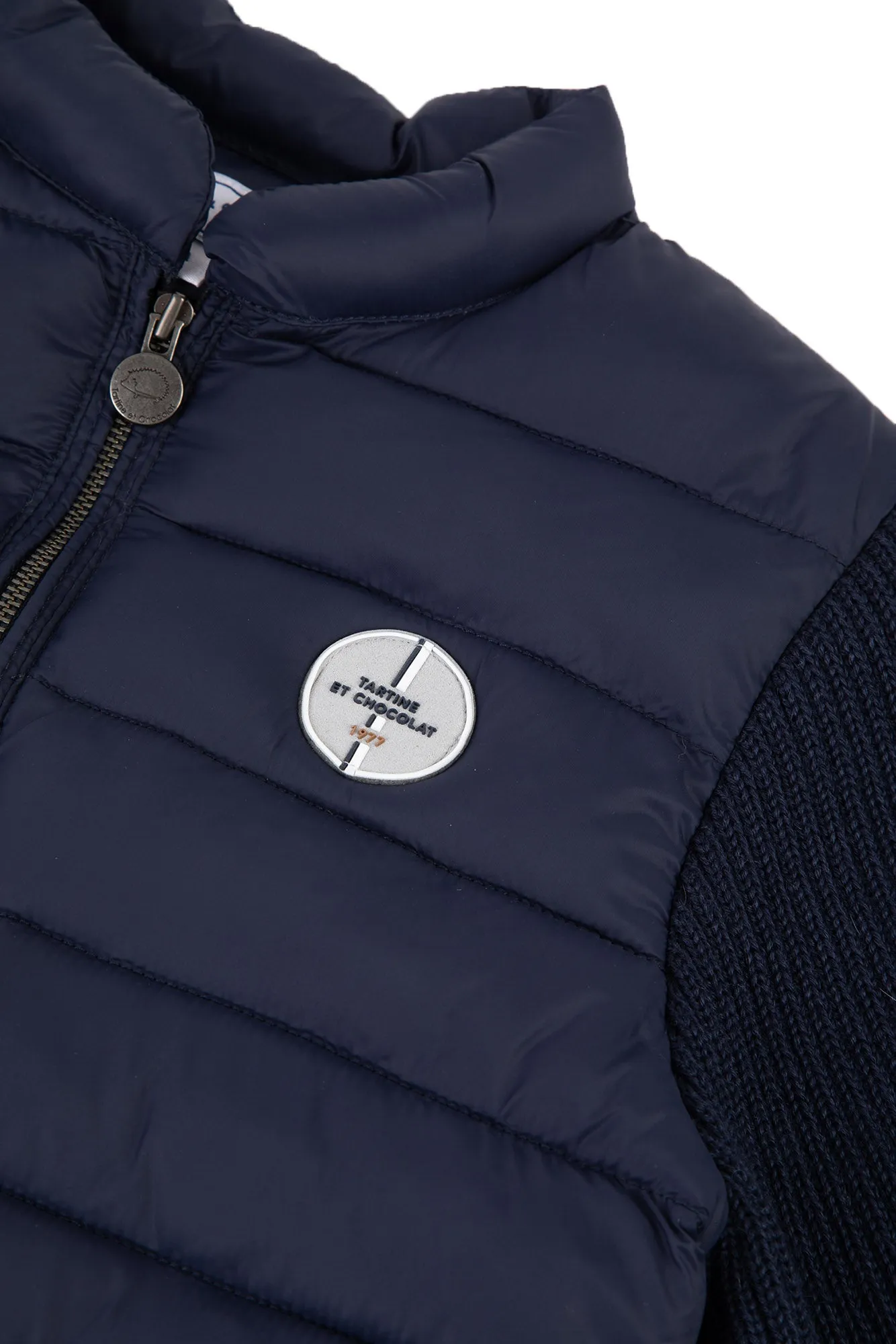 Down jacket - Navy Bi-Material long sleeves