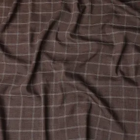 Italian Premium Brown Check Wool Fabric, 150cm Width – Classic Suiting, 3.5 Mtrs Piece-D17751