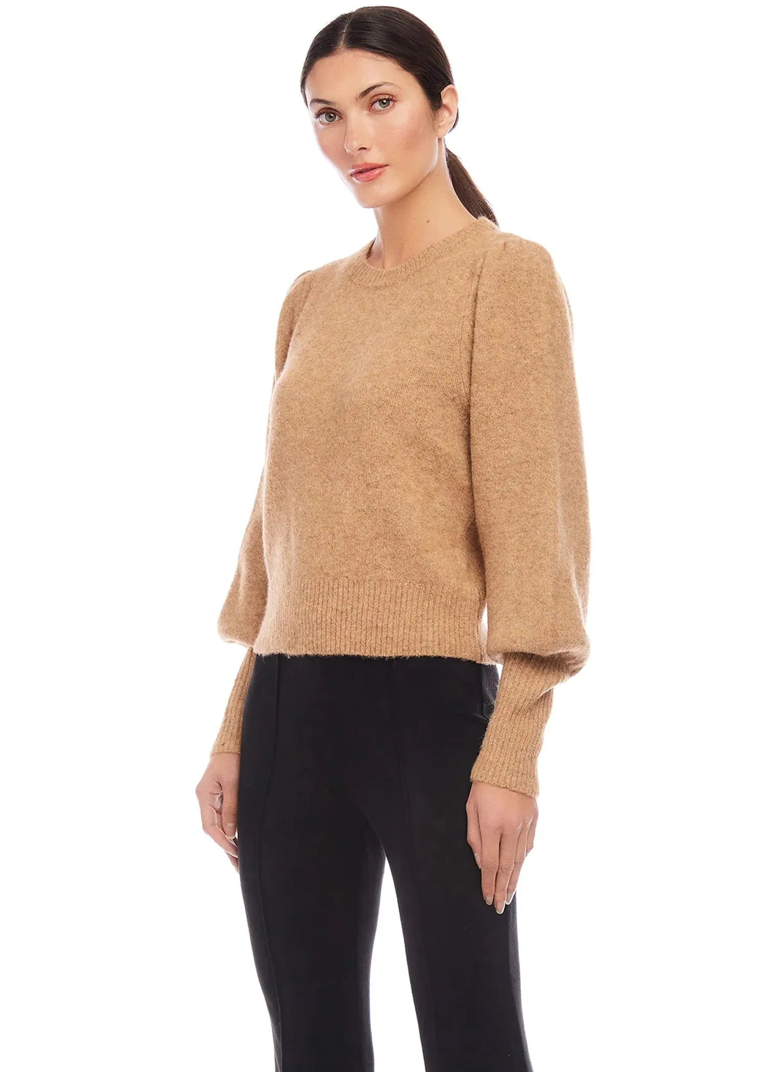 Lia Shirred Sleeve Sweater in Almond - Fifteen Twenty