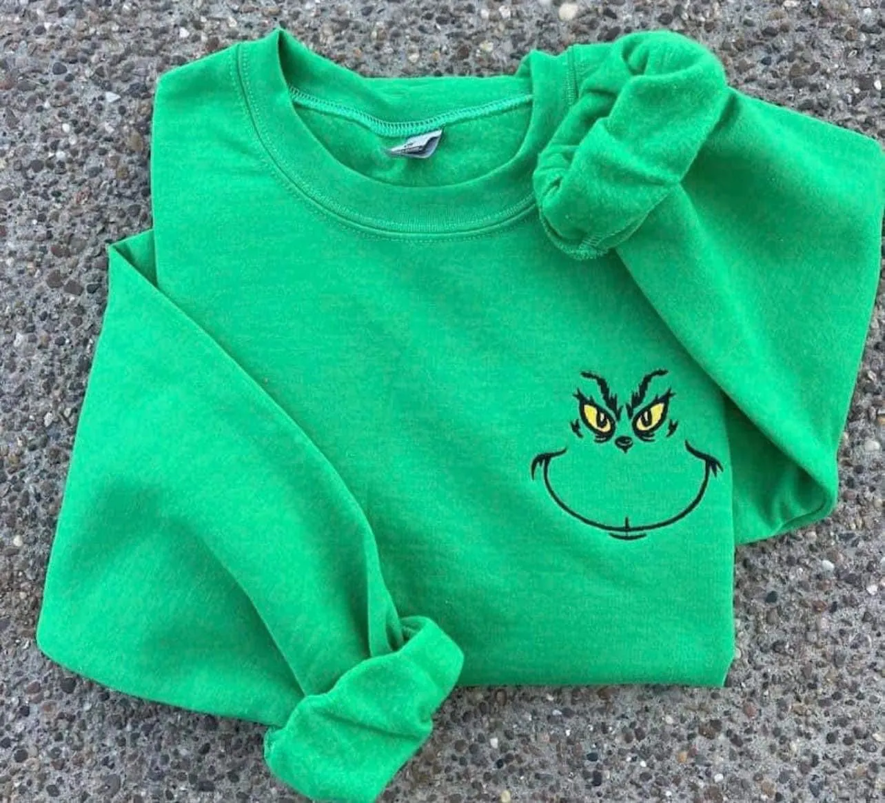 Mean Green Man Embroidered Crewneck
