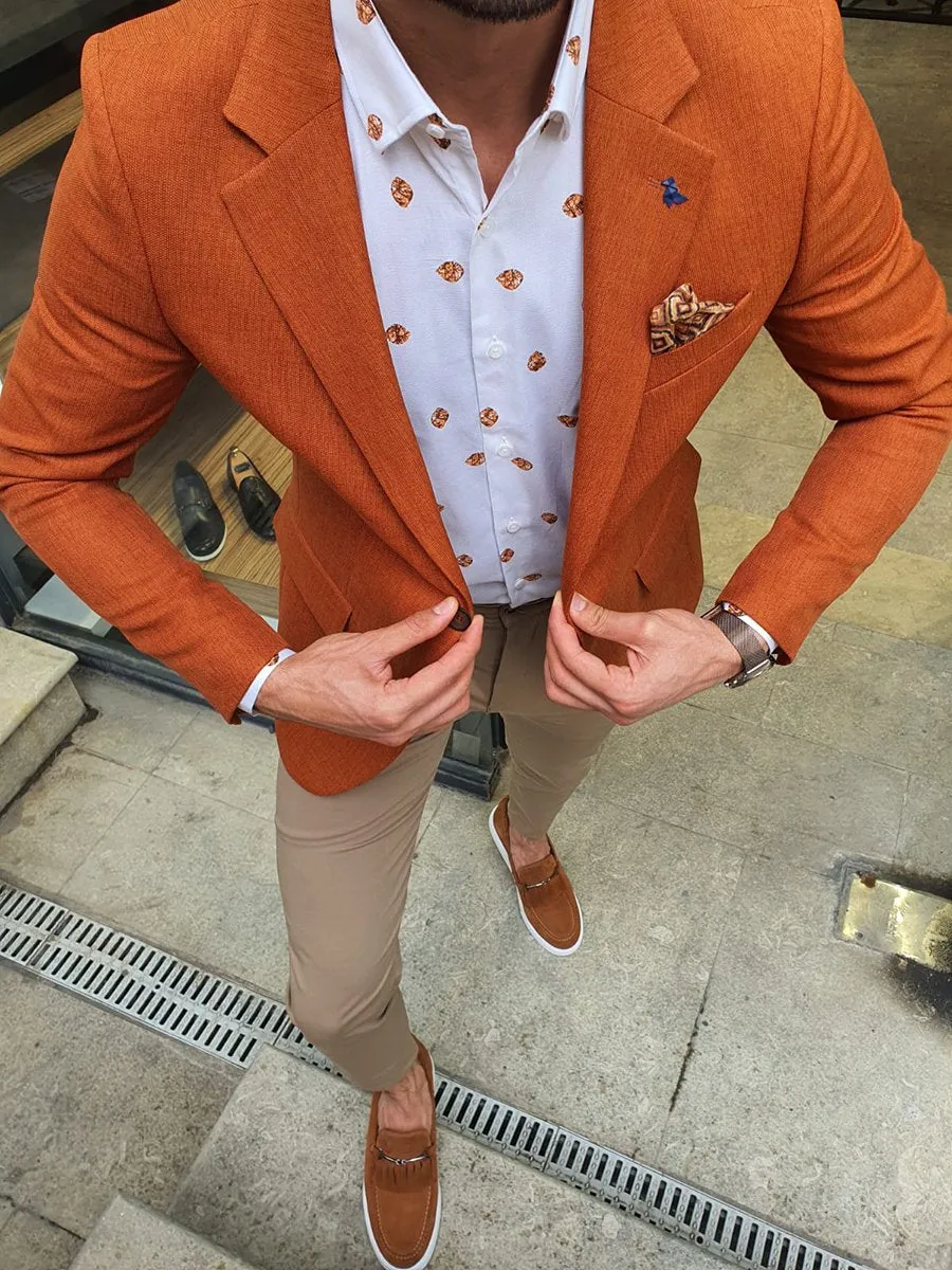 Men's Business Solid Color Notch Lapel Suit Jacket