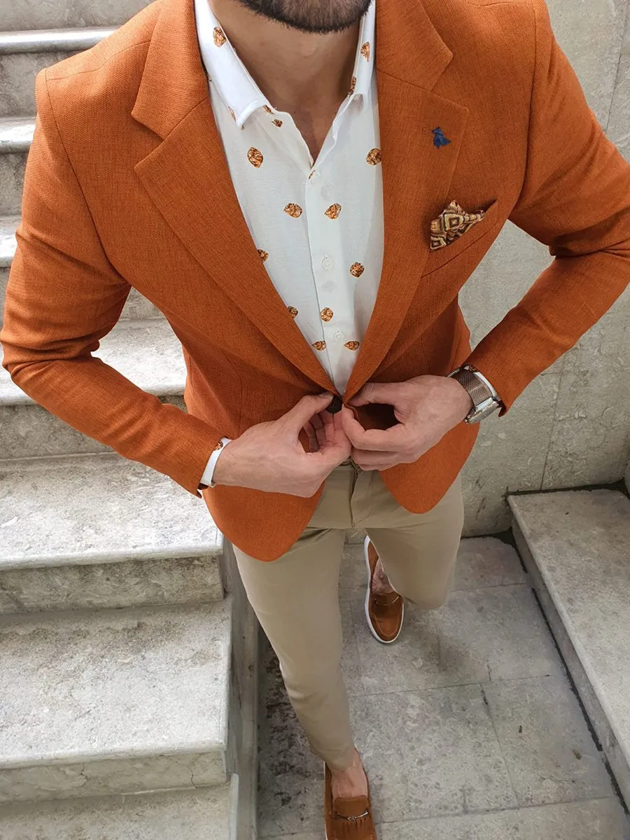 Men's Business Solid Color Notch Lapel Suit Jacket