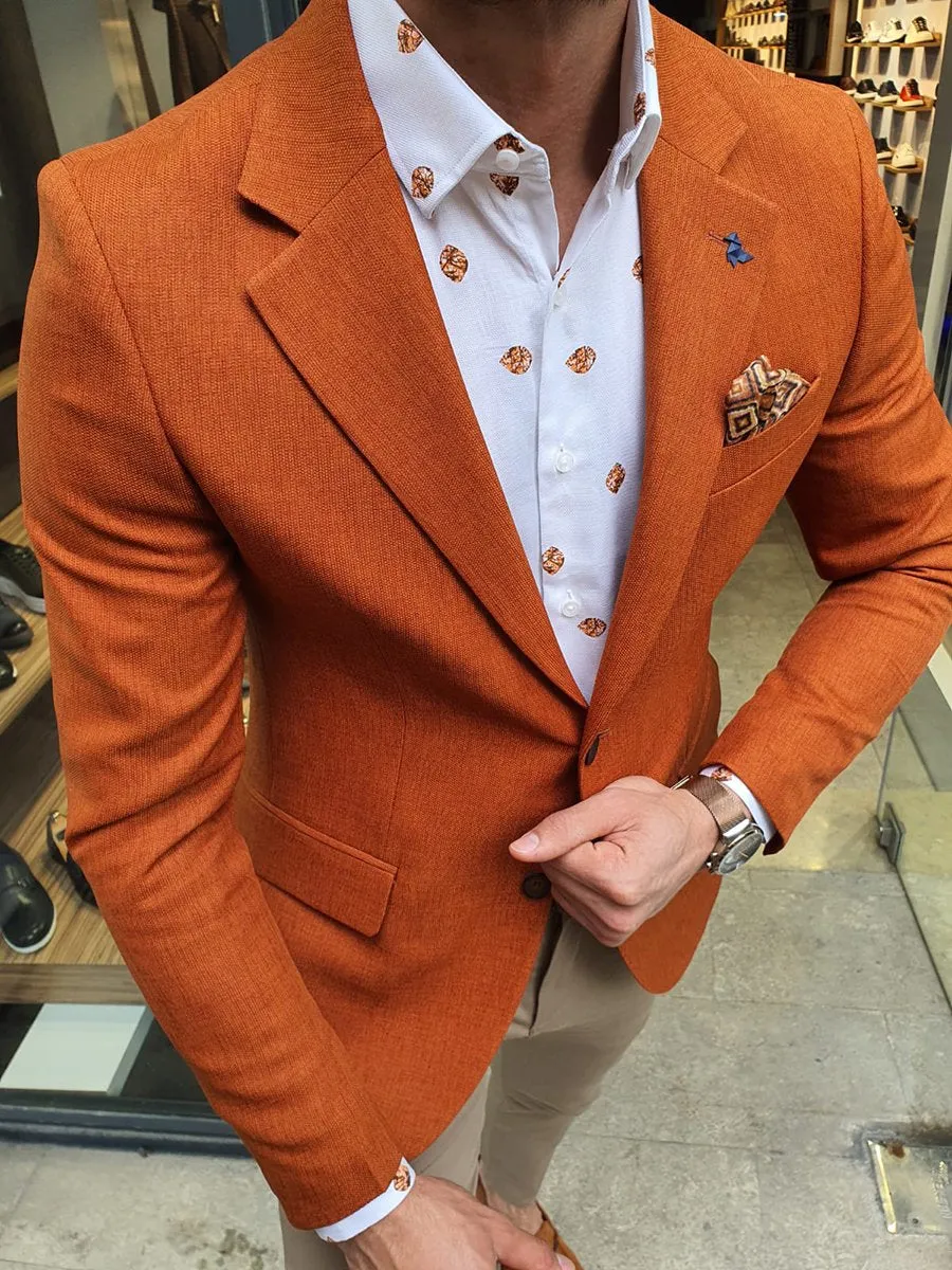 Men's Business Solid Color Notch Lapel Suit Jacket