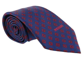 Missoni Diamond Blue/Red Woven Pure Silk Tie