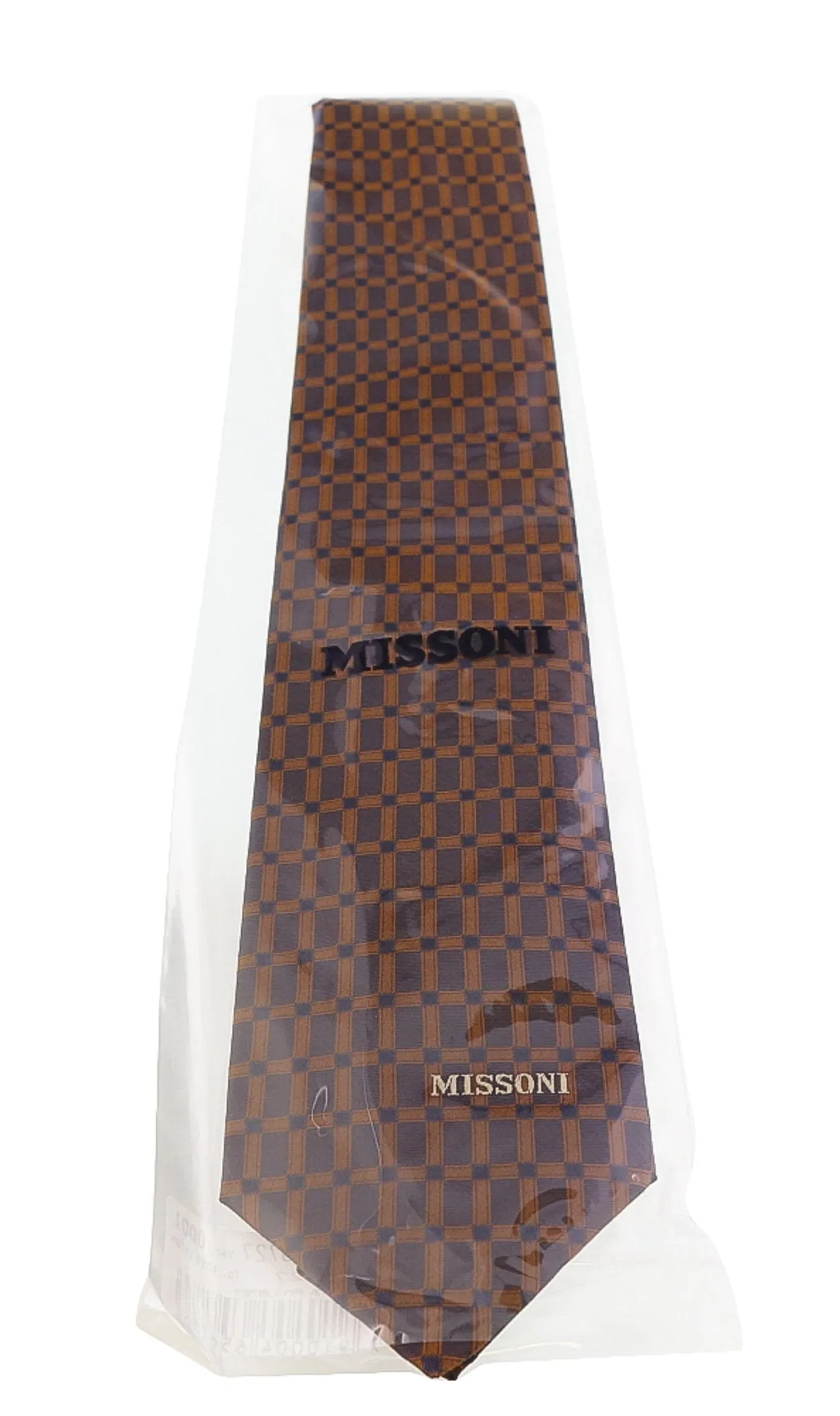 Missoni Grid  Brown Woven Pure Silk Tie