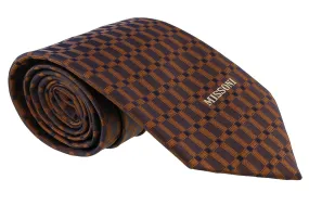 Missoni Grid  Brown Woven Pure Silk Tie
