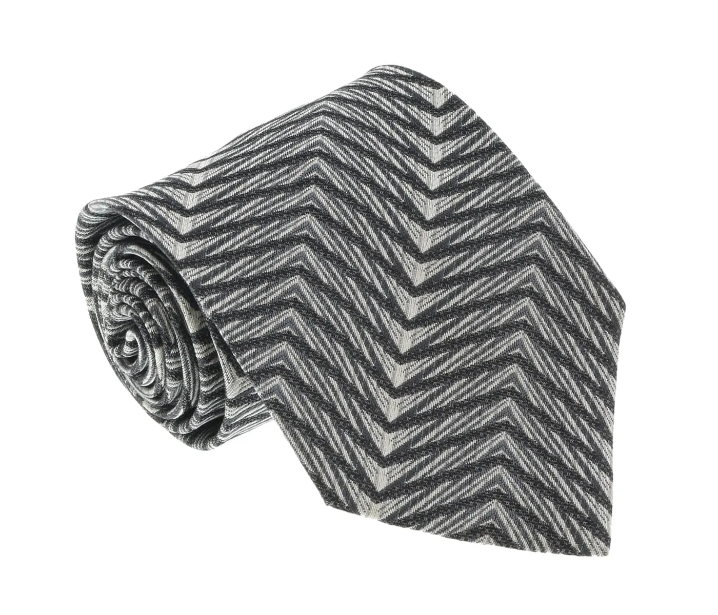 Missoni I0822 Black/Cream Herringbone Pure Silk Tie
