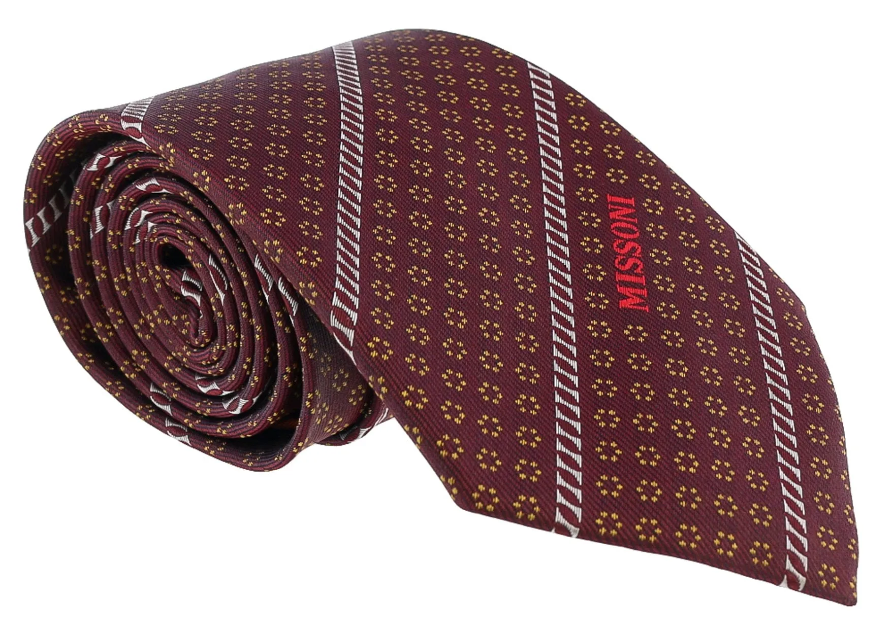 Missoni Micro Floral Marroone Woven Pure Silk Tie