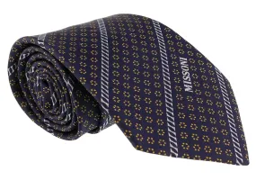 Missoni Micro Floral Navy Blue/Gold Woven Pure Silk Tie