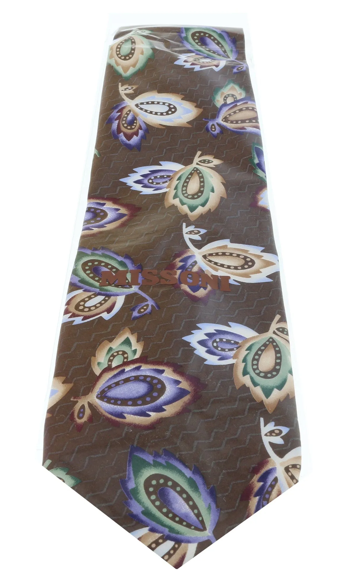 Missoni U1452 Brown/Blue Chinoiserie Pure Silk Tie