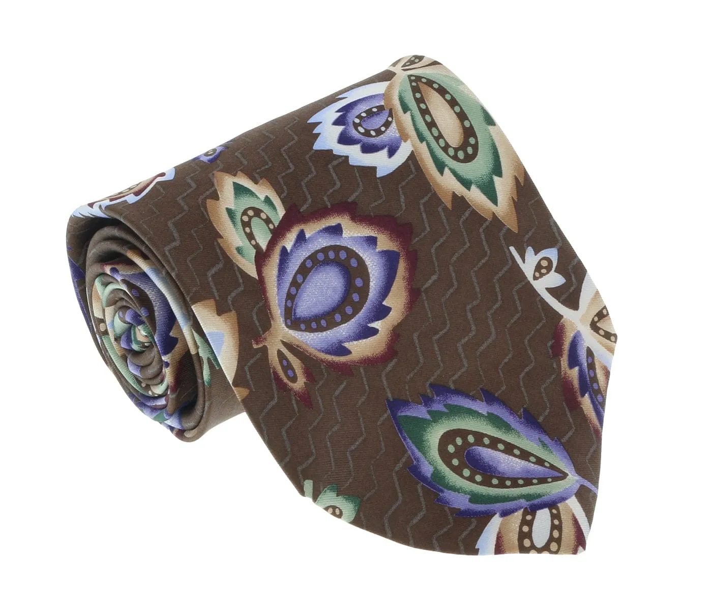 Missoni U1452 Brown/Blue Chinoiserie Pure Silk Tie
