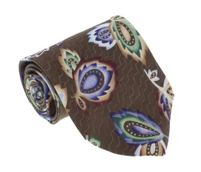 Missoni U1452 Brown/Blue Chinoiserie Pure Silk Tie