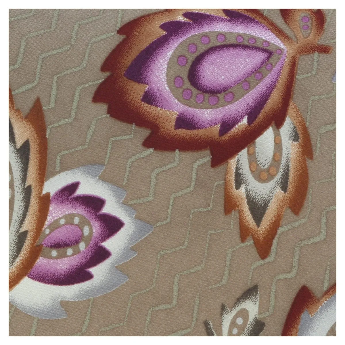 Missoni U1452 Khaki/Purple Chinoiserie Pure Silk Tie