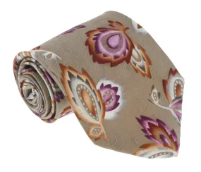Missoni U1452 Khaki/Purple Chinoiserie Pure Silk Tie