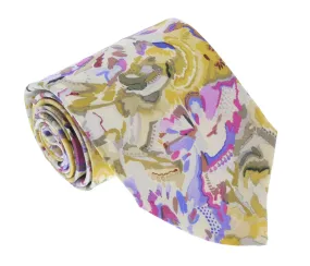 Missoni U1977  Gold/Pink Floral Pure Silk Tie