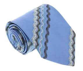 Missoni U3829  Blue Sharkskin Pure Silk Ties