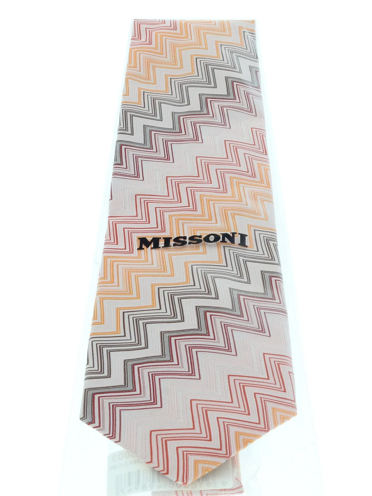 Missoni U4312 Orange/Silver Chevron Pure Silk Tie