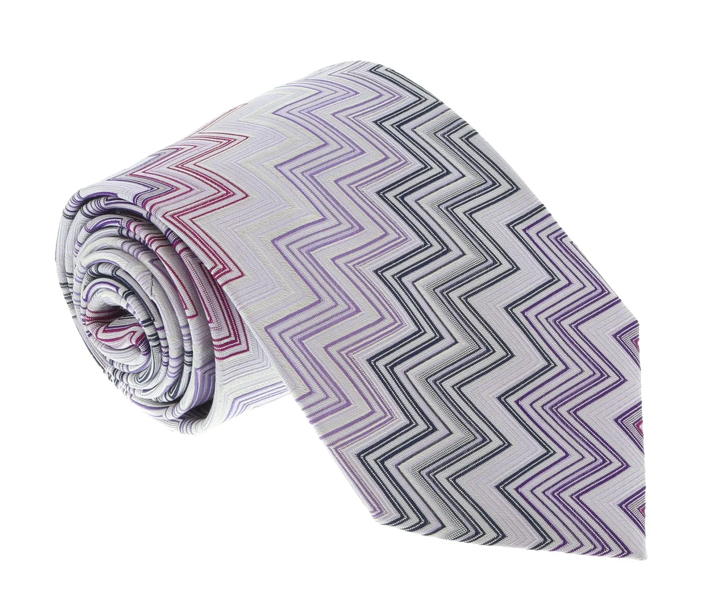 Missoni U4312 Purple/Silver Chevron Pure Silk Tie