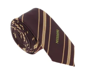 Missoni U5026 Maroon/Gold Repp Pure Silk Tie