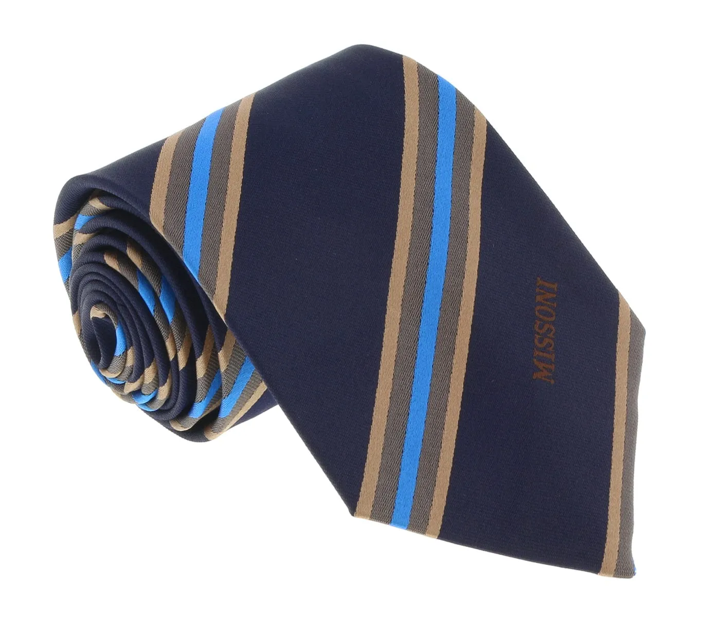 Missoni U5029 Navy/Gold Regimental Pure Silk Tie