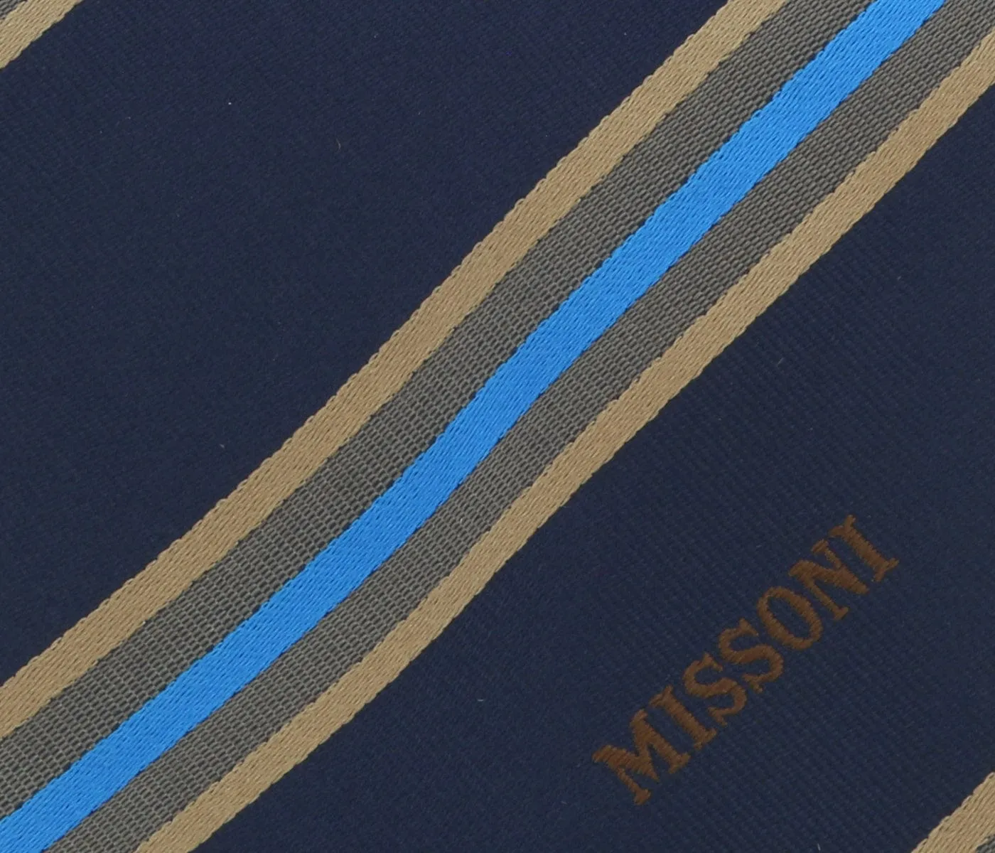 Missoni U5029 Navy/Gold Regimental Pure Silk Tie
