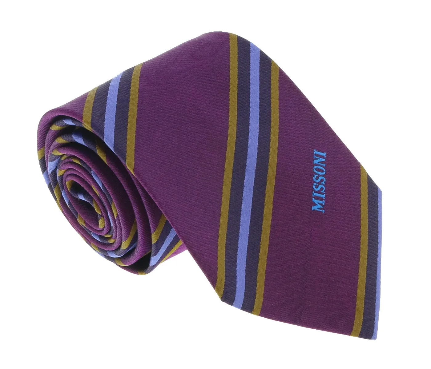 Missoni U5029 Purple/Gold Regimental Pure Silk Tie
