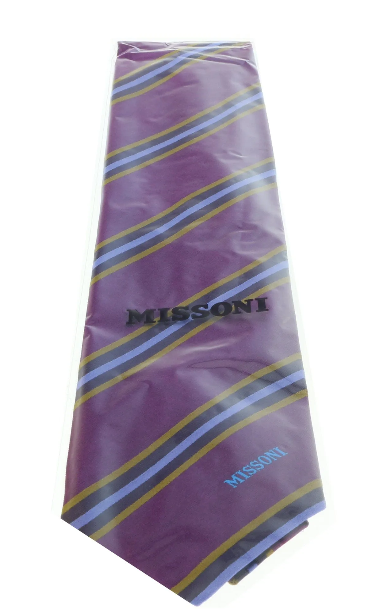 Missoni U5029 Purple/Gold Regimental Pure Silk Tie