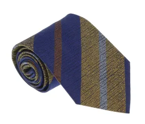 Missoni U5068 Navy Blue/Gold  Regimental  Pure Silk Tie