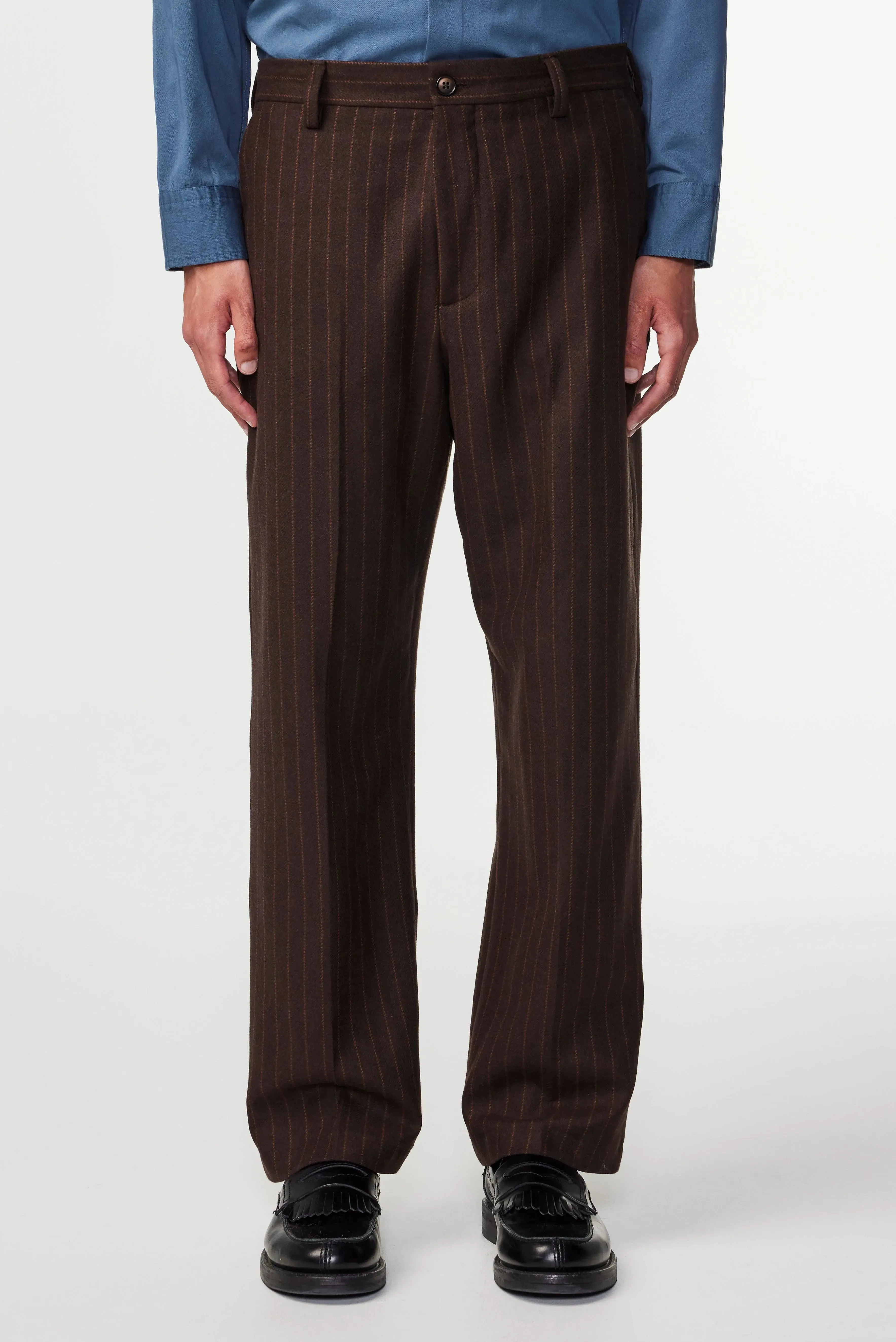 Paw Wide Leg Relaxed Trouser - Brown Stripe