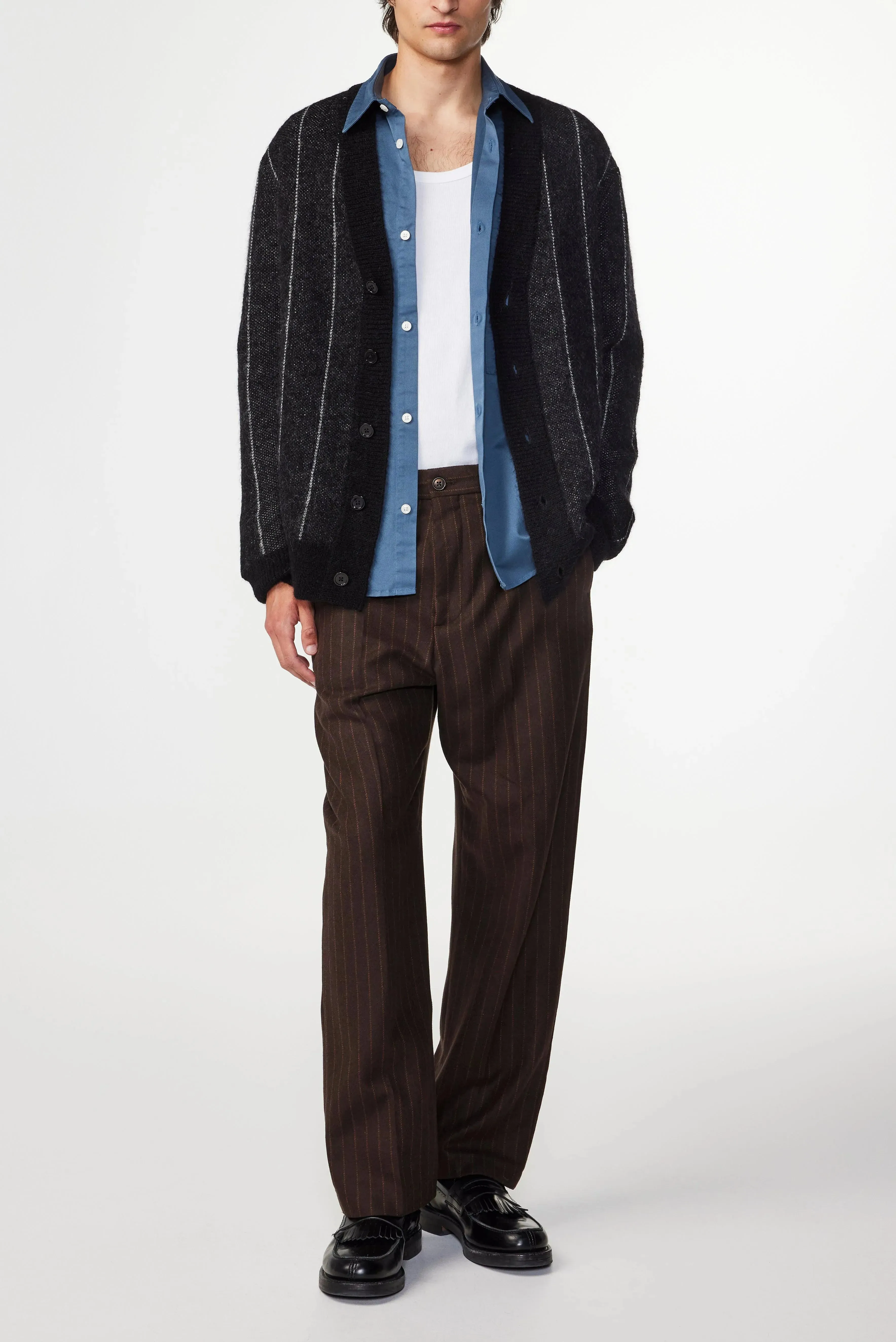 Paw Wide Leg Relaxed Trouser - Brown Stripe