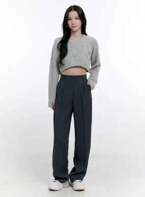 Pintuck Straight-Fit Slacks ON418