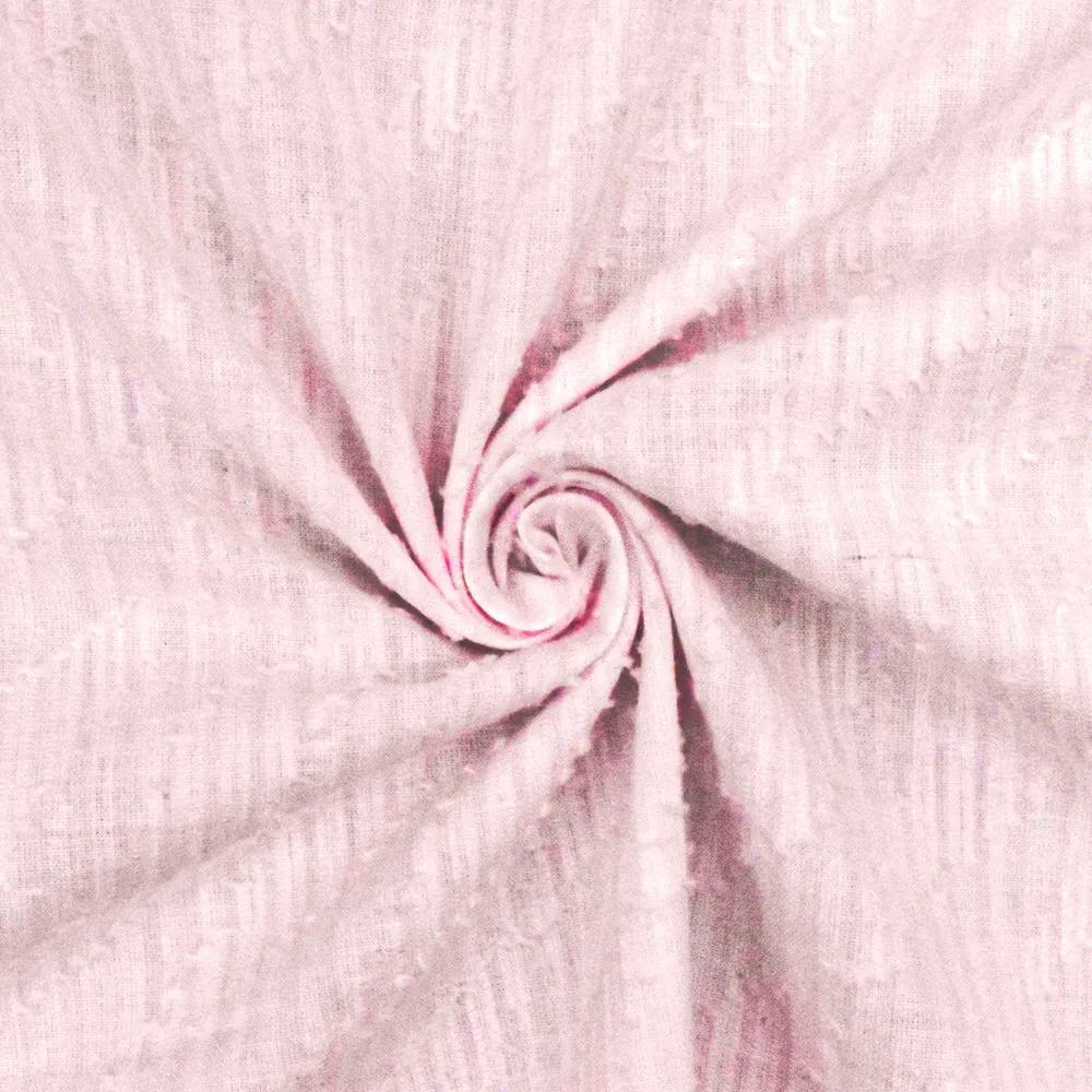 Soft Pink-White Wave Jacquard Stripe Cotton Shirting Fabric