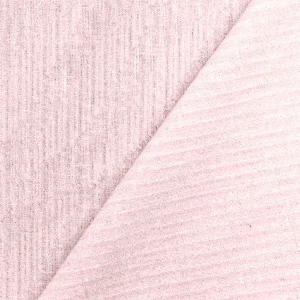 Soft Pink-White Wave Jacquard Stripe Cotton Shirting Fabric