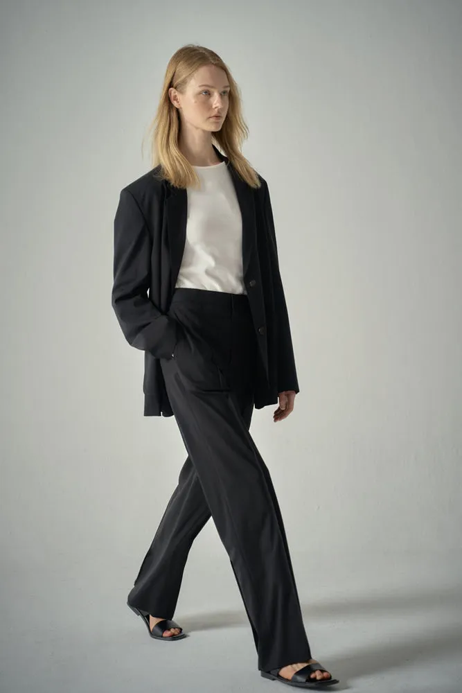 Summer-Wool Relaxed Jacket - Black
