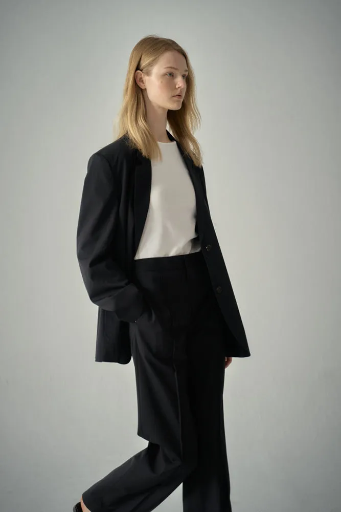 Summer-Wool Relaxed Jacket - Black