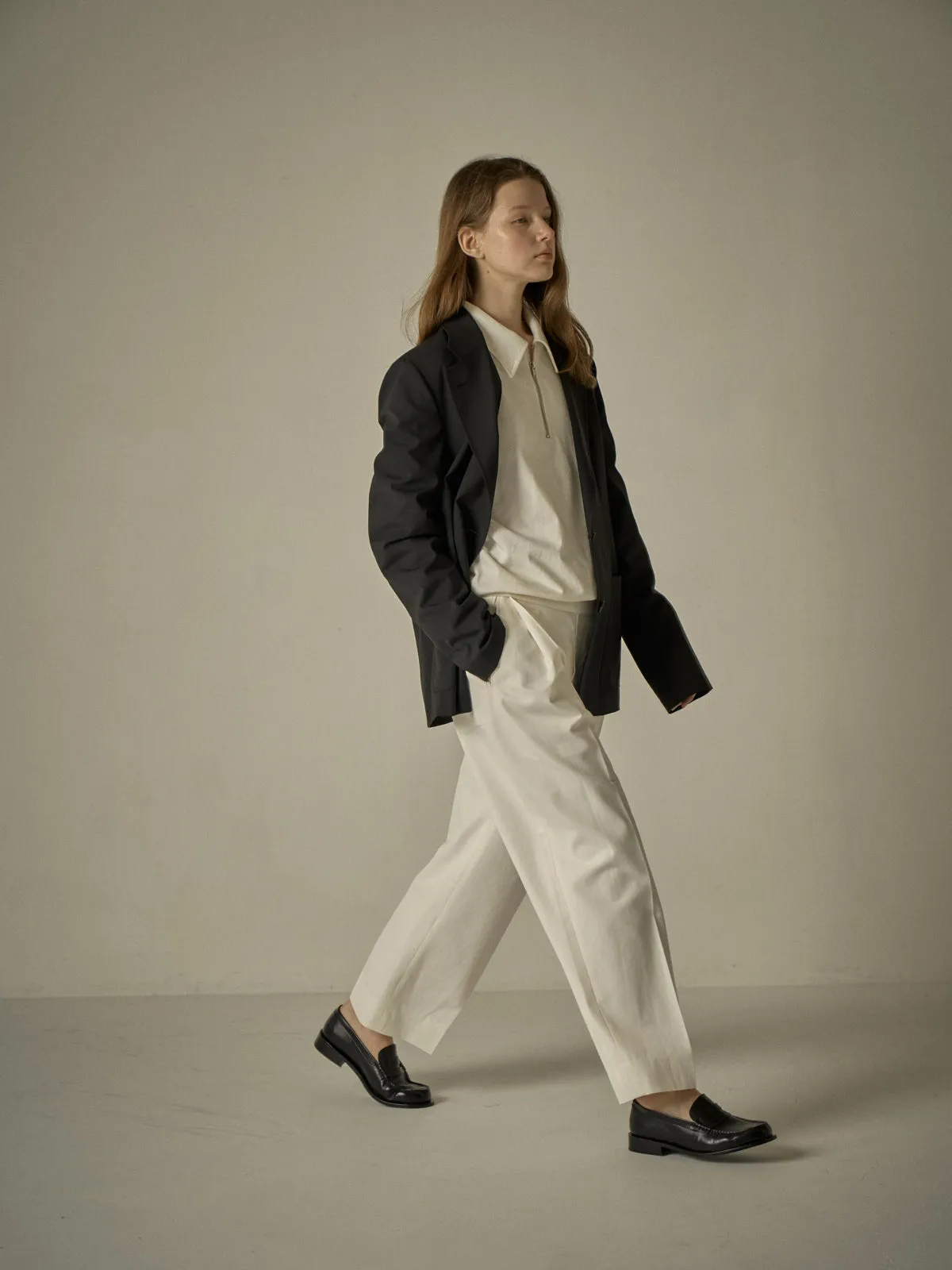 Summer-Wool Relaxed Jacket - Black