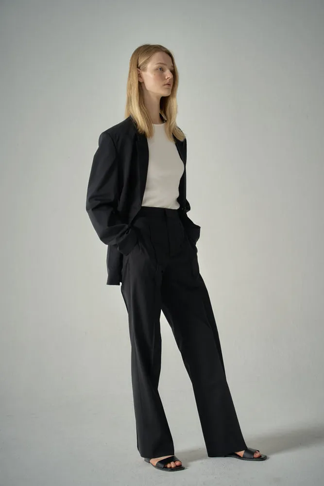 Summer-Wool Relaxed Jacket - Black