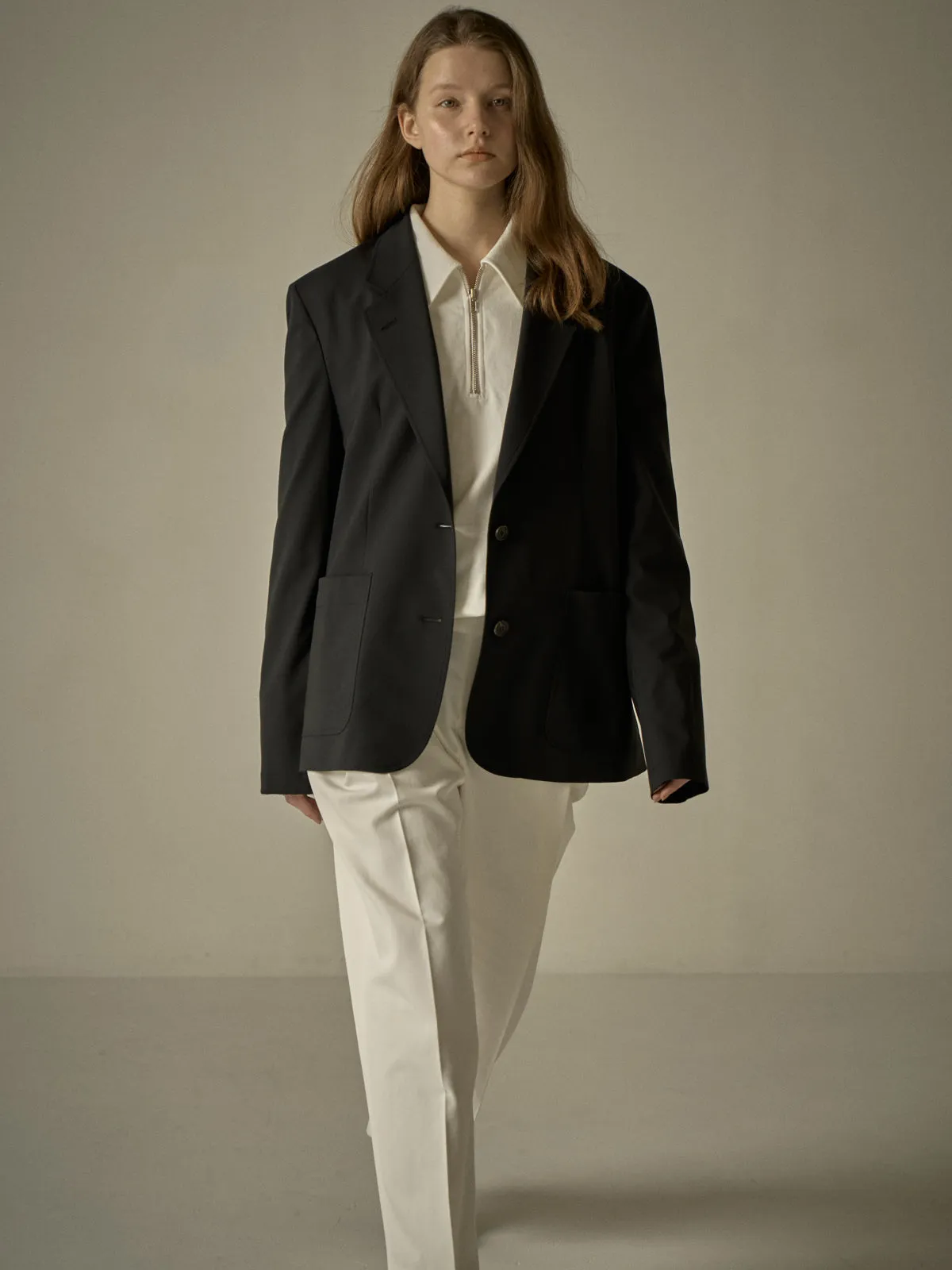 Summer-Wool Relaxed Jacket - Black