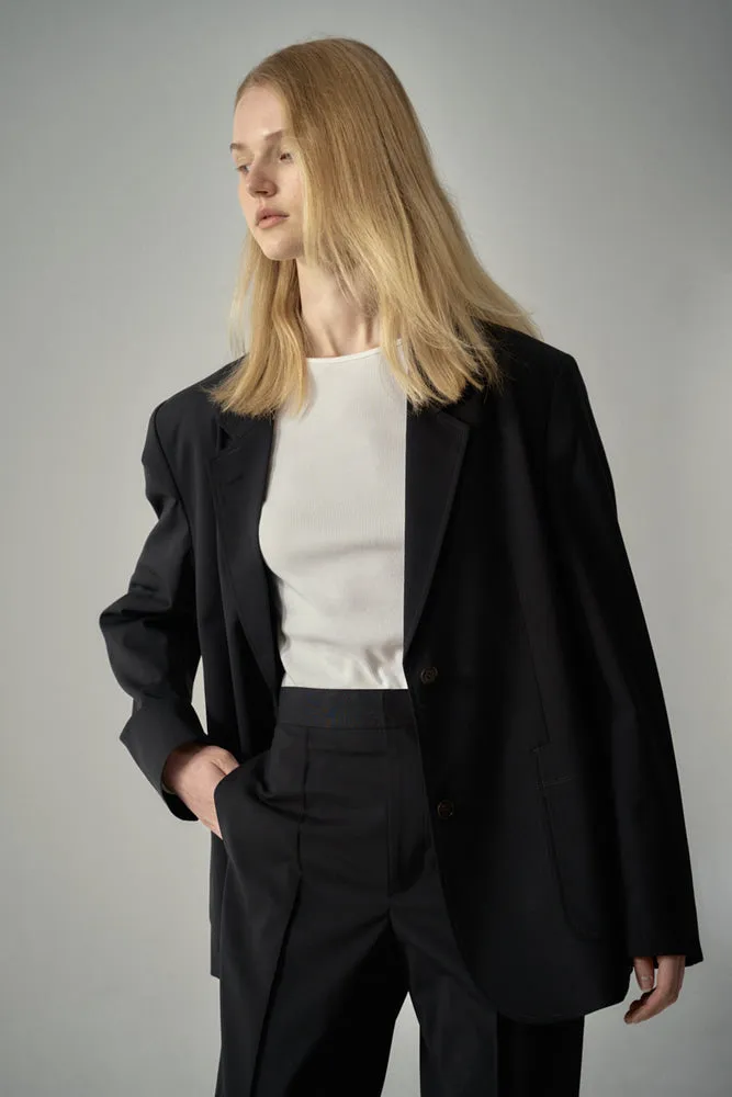 Summer-Wool Relaxed Jacket - Black