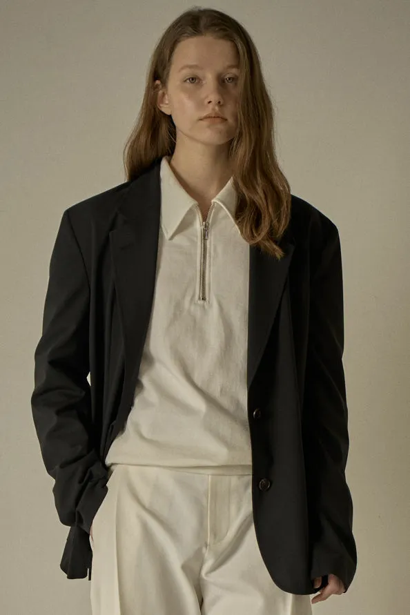 Summer-Wool Relaxed Jacket - Black
